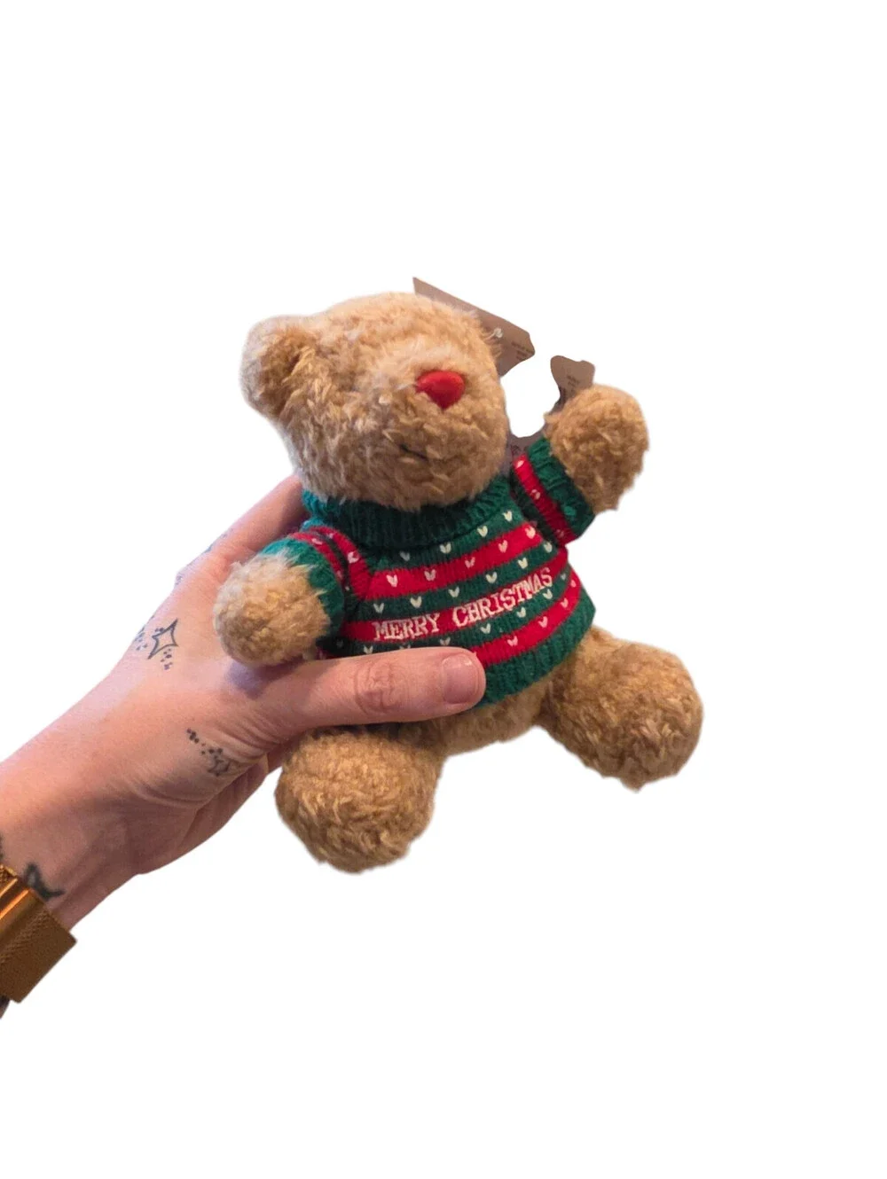 Vintage Soft Dreams Plush Stuffed Animal Teddy Bear in Merry Christmas Sweater